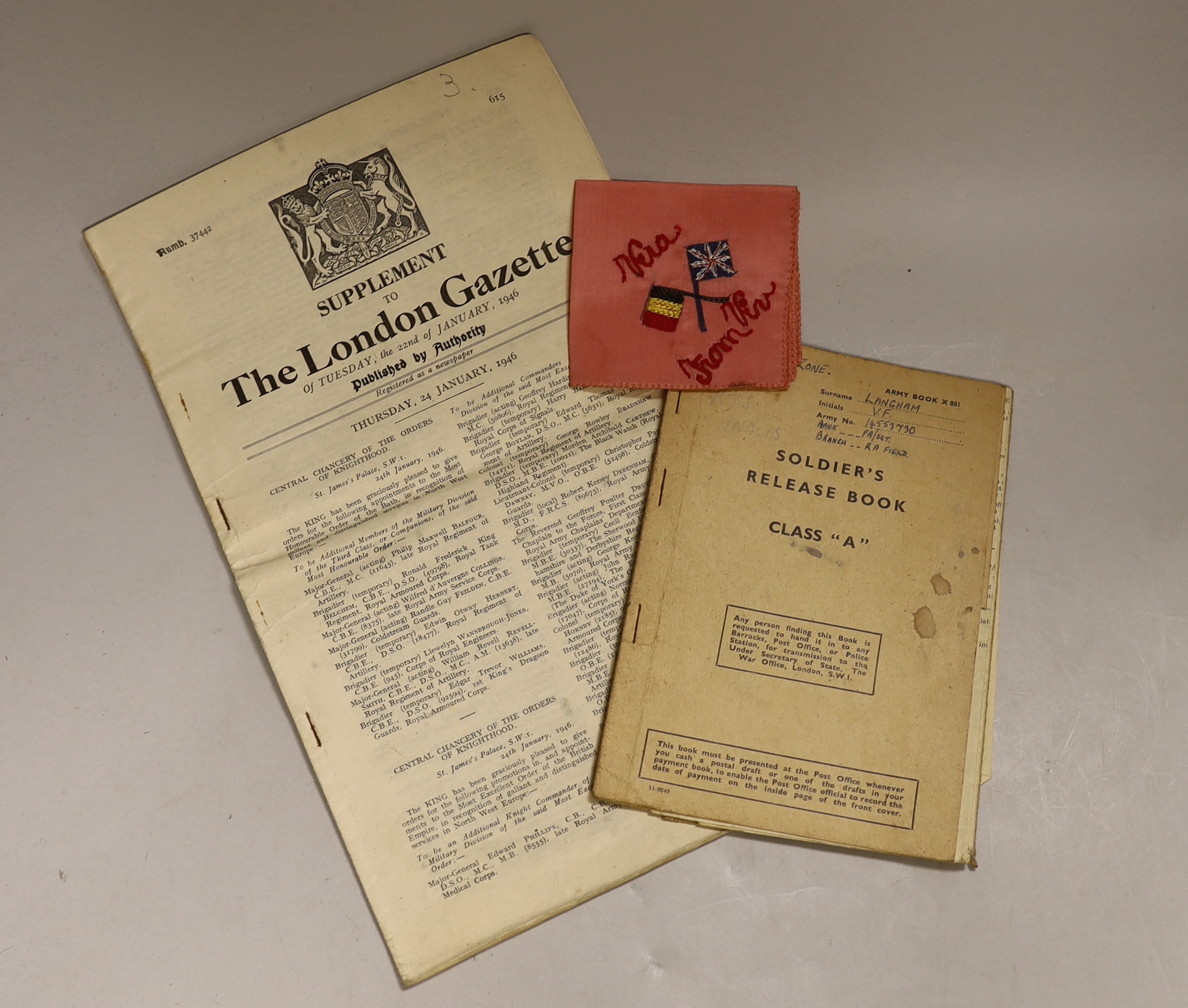 A WW2 military medal group of five to 14553730 Lance Bombadier Vivian Francis Langham R.A. and accompanying documentation